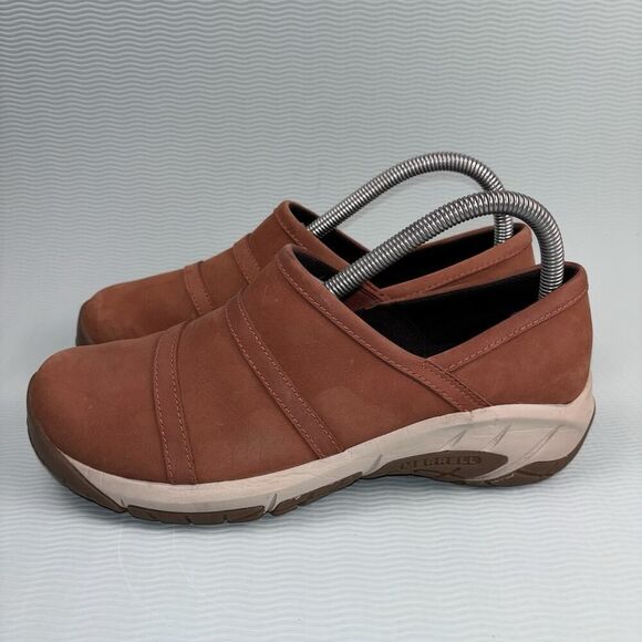 Merrell Shoes Encore Moc 4 Women Size 8 Rust Orange Leather Slip On Casual - Picture 3 of 9